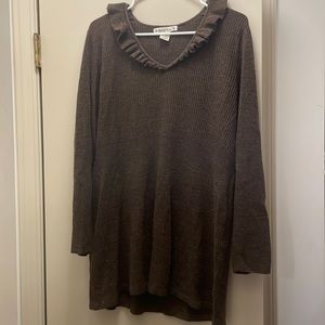 Brown ruffle sweater 1x